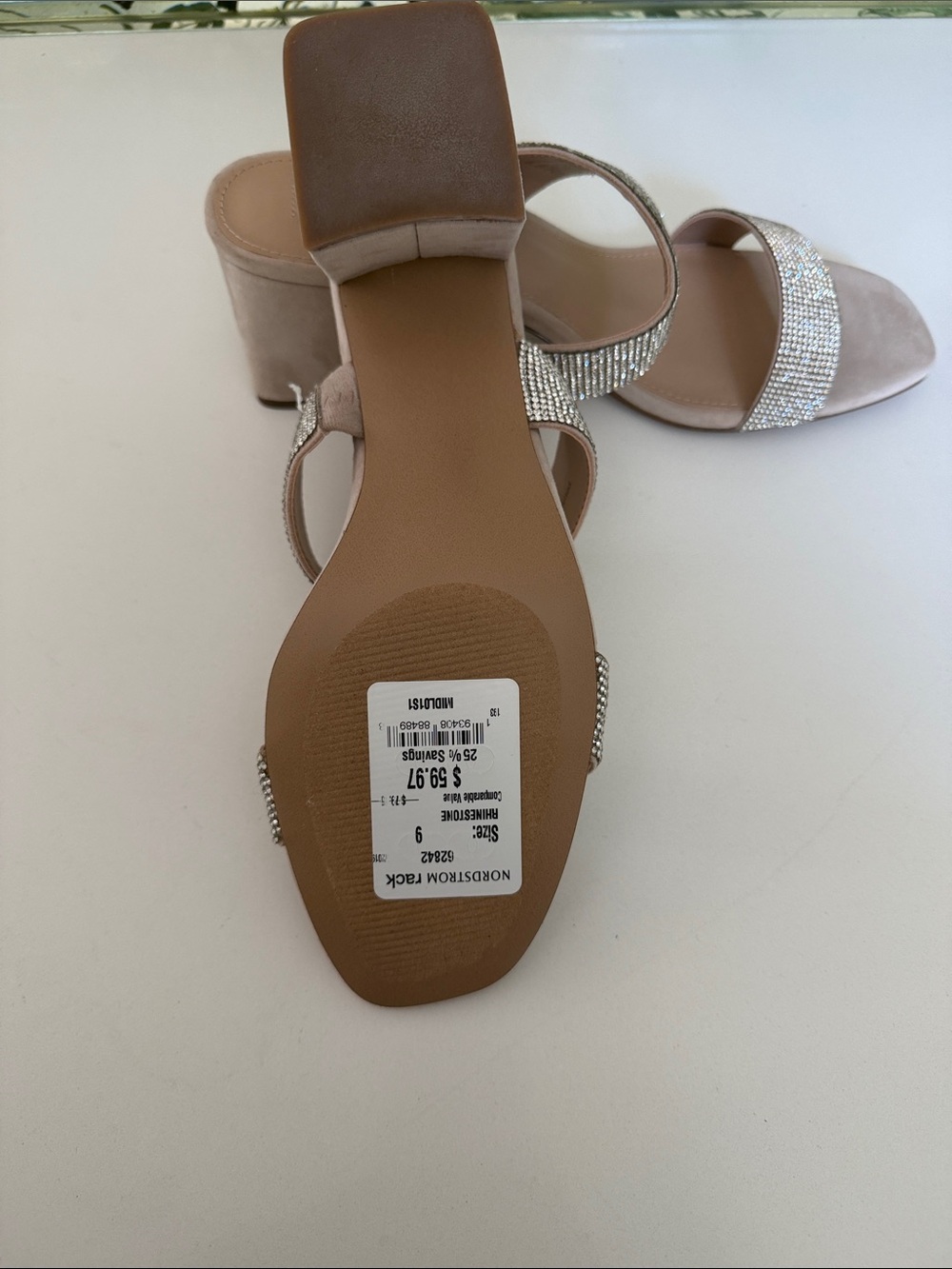 Steve Madden Nude Crystal Double Strap Mules - Picture 4 of 7